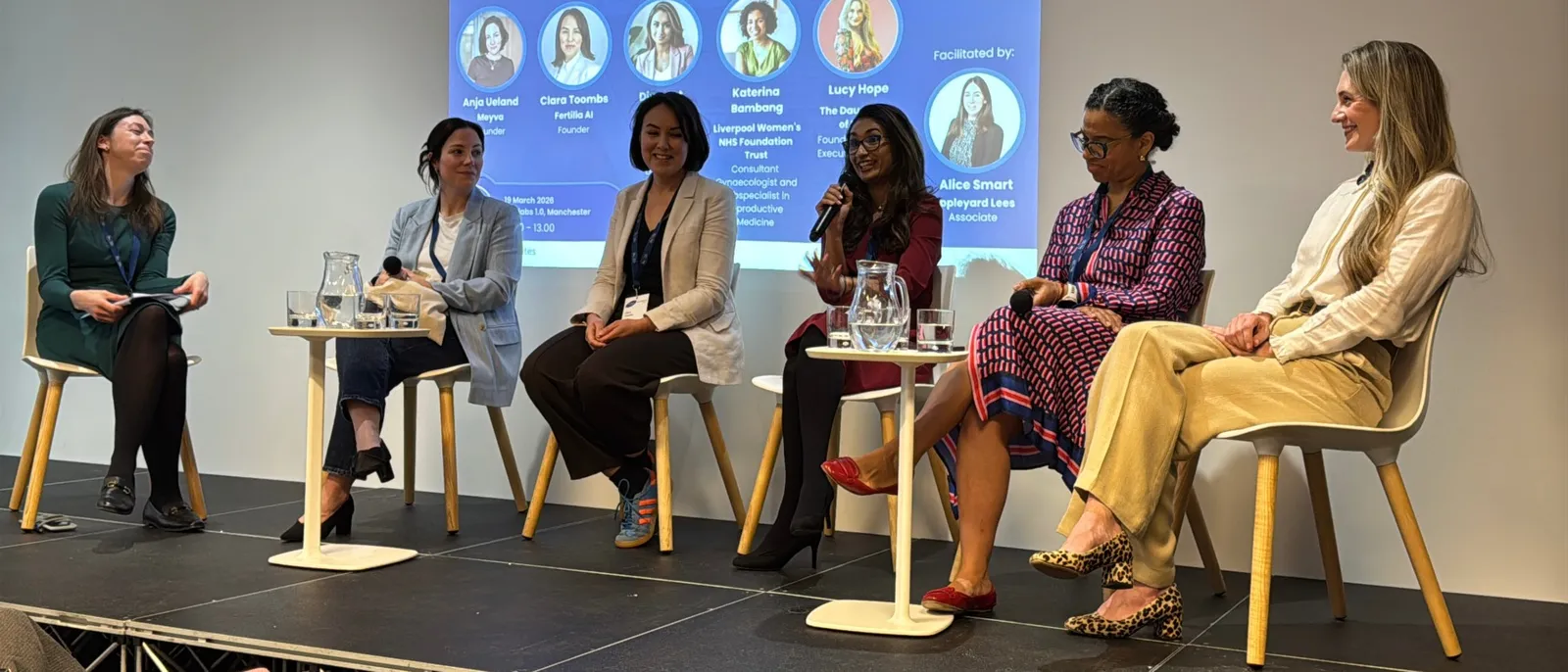 Dr Divpreet Sacha speaking on a women's health technology panel at FemHealth Integrates, Manchester